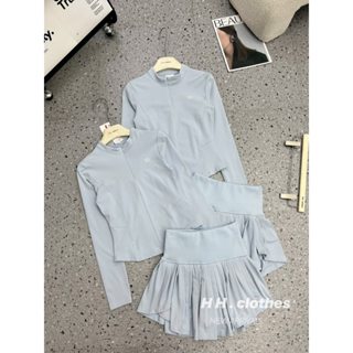  Sét thể thao thu đông áo dài tay cổ khóa kèm chân váy cạp cao dáng ngắn 