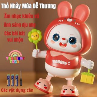 Đồ Chơi Thỏ Robot Nhảy Múa Có Đèn Nhạc Di Chuyển Vui Nhộn An Toàn Cho Bé, Quà Tặng Bé Trai Bé Gái Light Kids