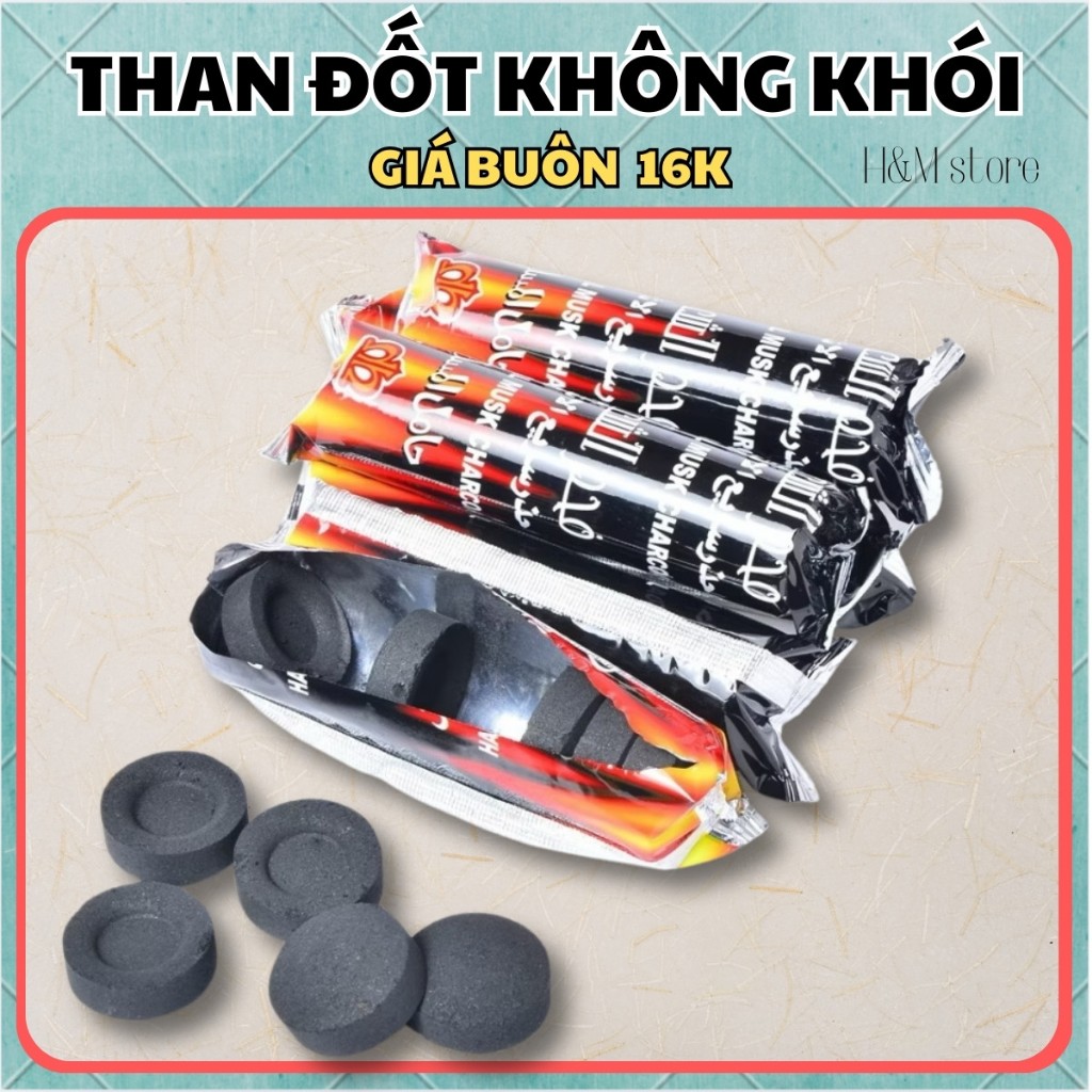 Than Hookah 1 Gói (10 Viên) Than Đốt Hoạt Tính Không mùi, Không Khói Chính Hãng An Toàn Với Sức Khỏe