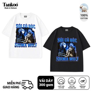  TANKOO áo thun in nam nữ chất liệu cotton cực đẹp-Áo thun Tay ngắn In Hình SÓI CÔ ĐỘC SIGMA WOLF 