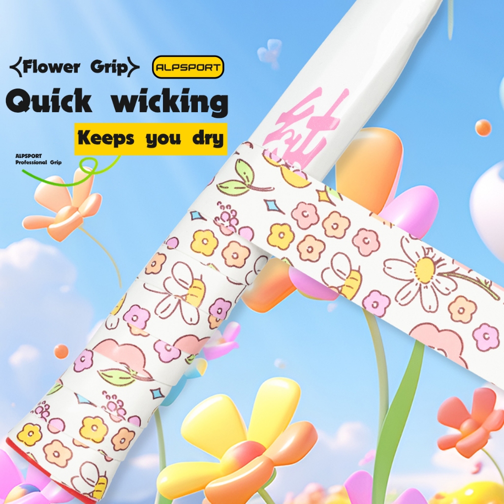 ALPSPORT Flower PRO Grip Tape Chống Trượt Hút Mồ Hôi Cho Vợt Pickleball & Cầu Lông Chính Hãng Giao h