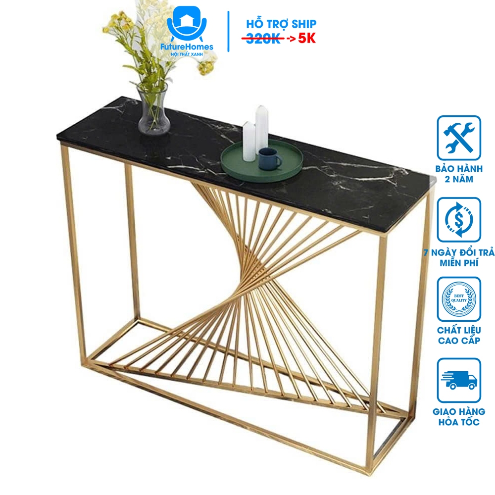 Bàn console, Kệ đứng trang trí phòng khách,sang trọng hiện đại mặt đá chữ nhật,LA1, Futurehomes