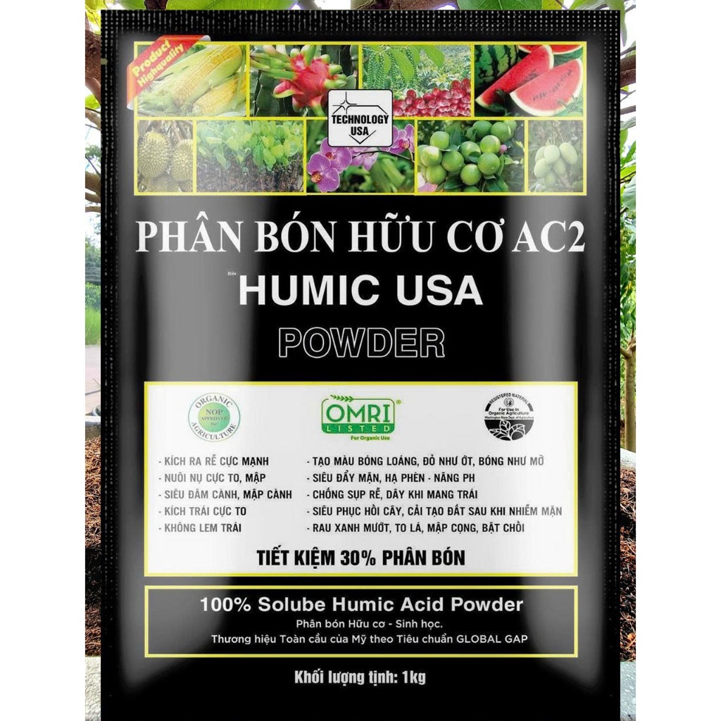 Phân bón HUMIC USA 1kg nhập khẩu Mỹ hàng chính hãng EV87 NongNghiepVietAu