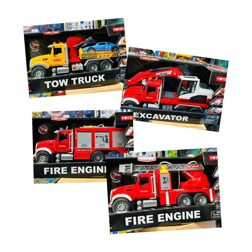 (666-55  666-58 666-82 666-93) Xe ô tô chạy đà có hiệu ứng đèn và âm thanh gồm 4 phân loại xe cứu hỏ