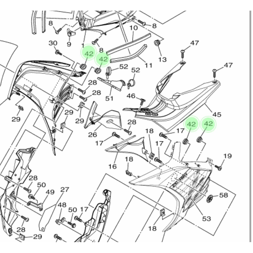 💫🇻🇳🏆CAO SU DÀN ÁO YẾM KHOÁ GIỮA EXCITER 135 5SỐ 2014 ZIN YAMAHA 9048001813
