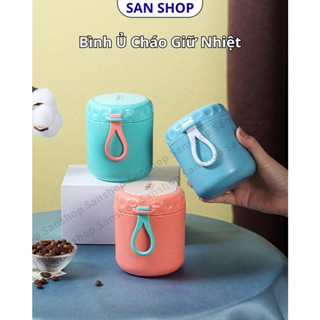 Bình Ủ Cháo Giữ Nhiệt 430ml ELEFANCE Inox 304 An Toàn Cho Bé Có Quai Xách Kèm Thìa – San Shop