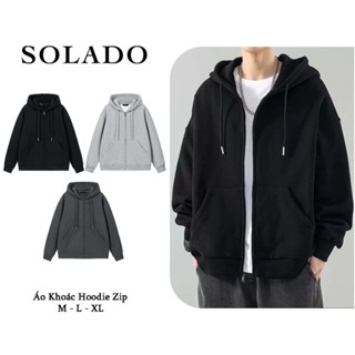  Áo Hoodie Zip SOLADO Form Rộng Nam Nữ Basic Vải Nỉ 2 Da Cotton Cao Cấp Chống Nắng Tốt Unisex LocalBrand HOODIE01 
