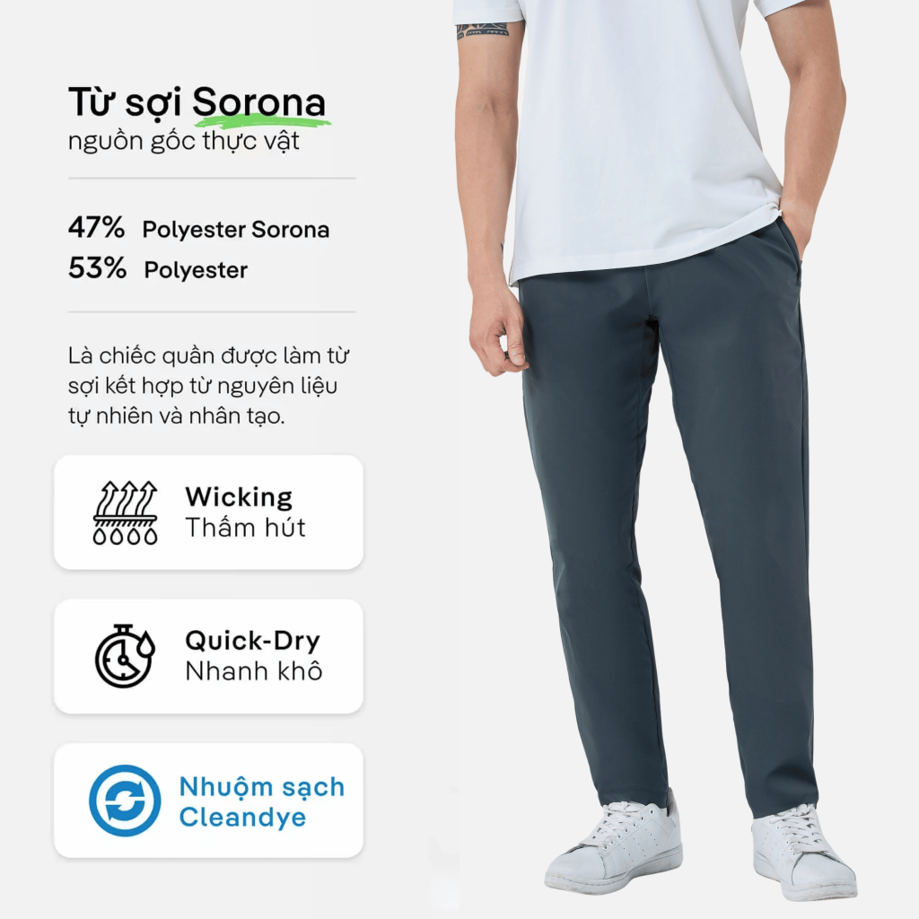 Quần dài nam Daily Pants sợi Sorona, nhuộm Cleandye siêu nhẹ, thoải mái, chống nhăn, chống tia UV - Coolmate | BigBuy360 - bigbuy360.vn