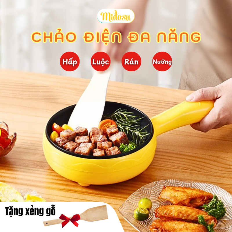 Chảo Điện Đa Năng Chống Dính Midosu Có Tay Cầm Dài Kiểm Soát Nhiệt Độ Thông Minh
