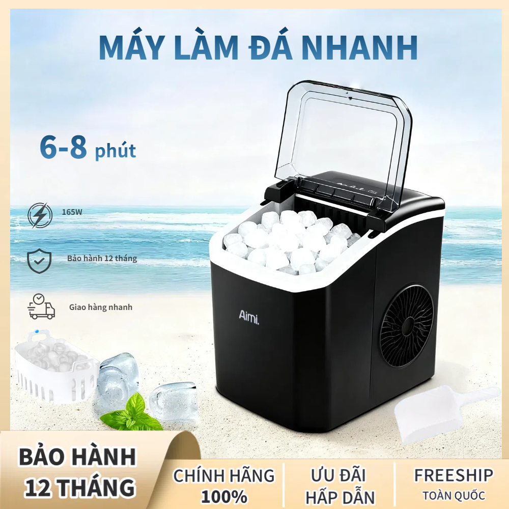 Aimi Máy làm đá mini hoàn toàn tự động siêu tốc làm đá nhanh chỉ từ 6-8 phút Bảo hành 6 tháng