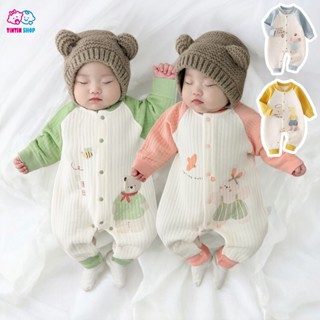 Bodysuit dài tay trần bông cho bé trai bé gái mặc mùa đông Body nỉ xốp ấm áp trẻ sơ sinh SLTB22