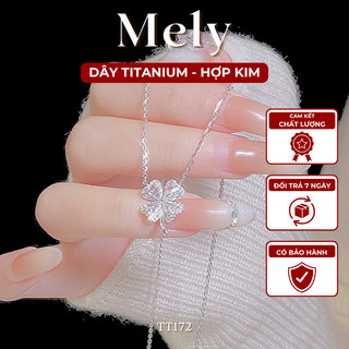   KHÔNG ĐEN GỈ  Dây chuyền nữ thép Titan mạ vàng hình cỏ 4 lá dây đôi phụ kiện trang sức Mely TT78 
