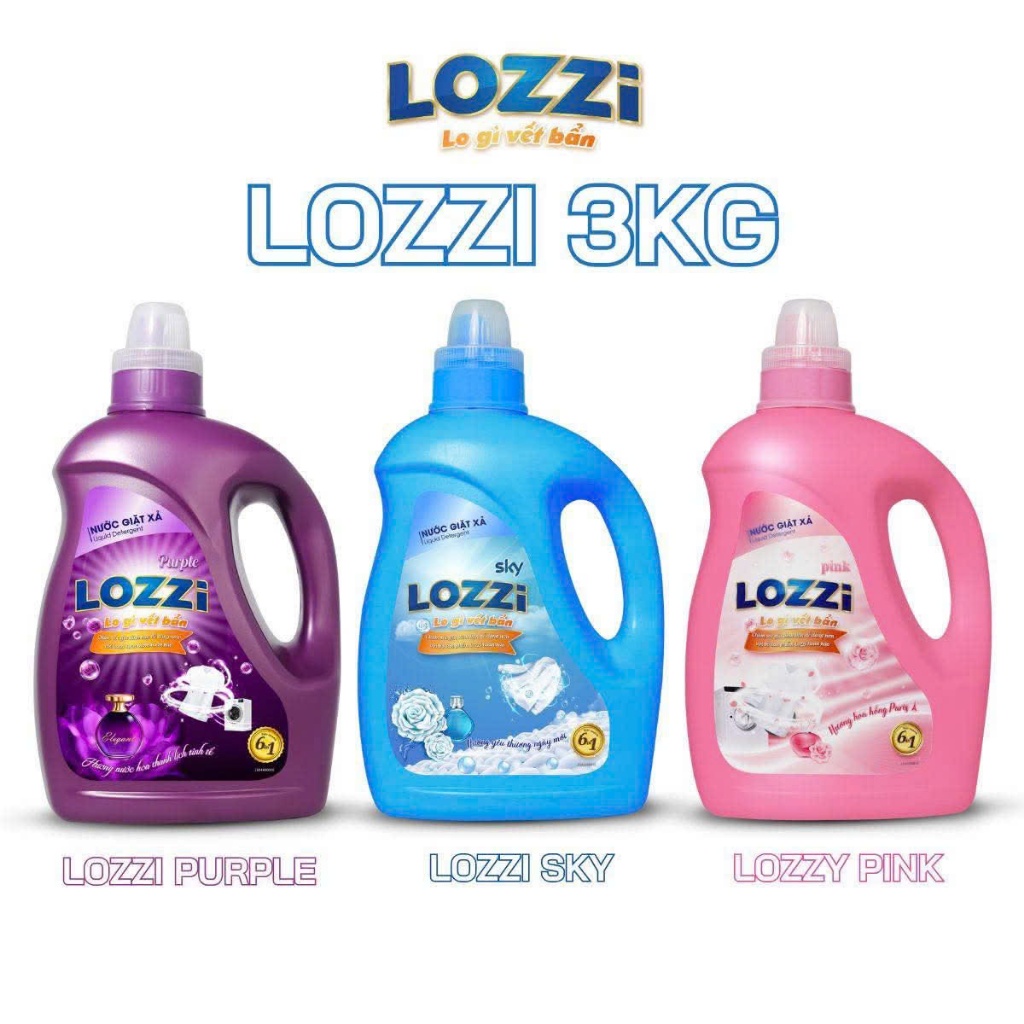 Nước giặt xả cao cấp Lozzi 3kg siêu sạch, tiết kiệm, thơm ngát suốt ngày dài