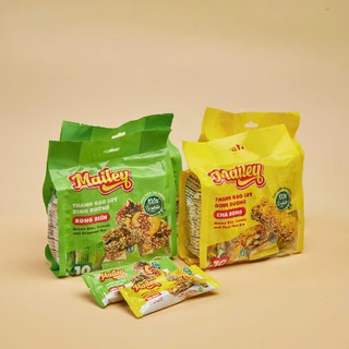  Mailey - Thanh Gạo Lứt Dinh Dưỡng Vị Chà Bông & Rong Biển Gói 10 Thanh Ăn Vặt Bánh Giòn 