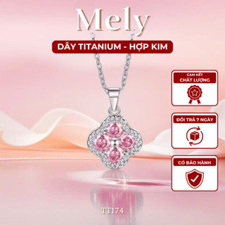  Dây chuyền hoa anh đào hồng sợi mảnh đính hạt pha lê giọt nước xinh xắn thanh lịch - Mely 1495 