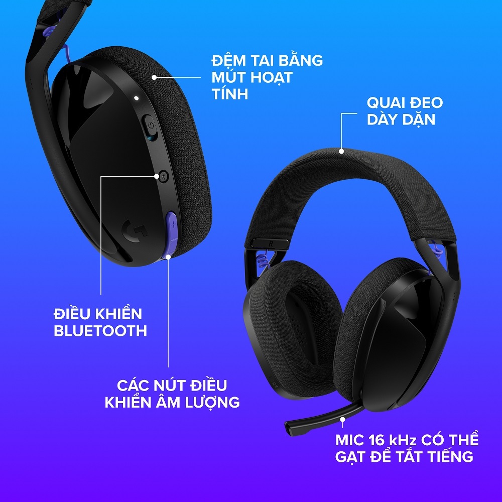 Tai nghe Gaming không dây Bluetooth Logitech G321 LIGHTSPEED - Cần micro 16 kHz, pin 20 giờ | BigBuy360 - bigbuy360.vn