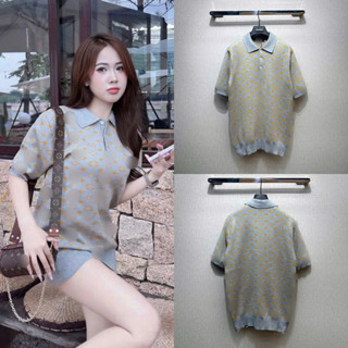  Áo polo len nam nữ cổ bẻ PB len dệt hoạ tiết vân logo chữ bông hoa monogram dày dặn boy phố 