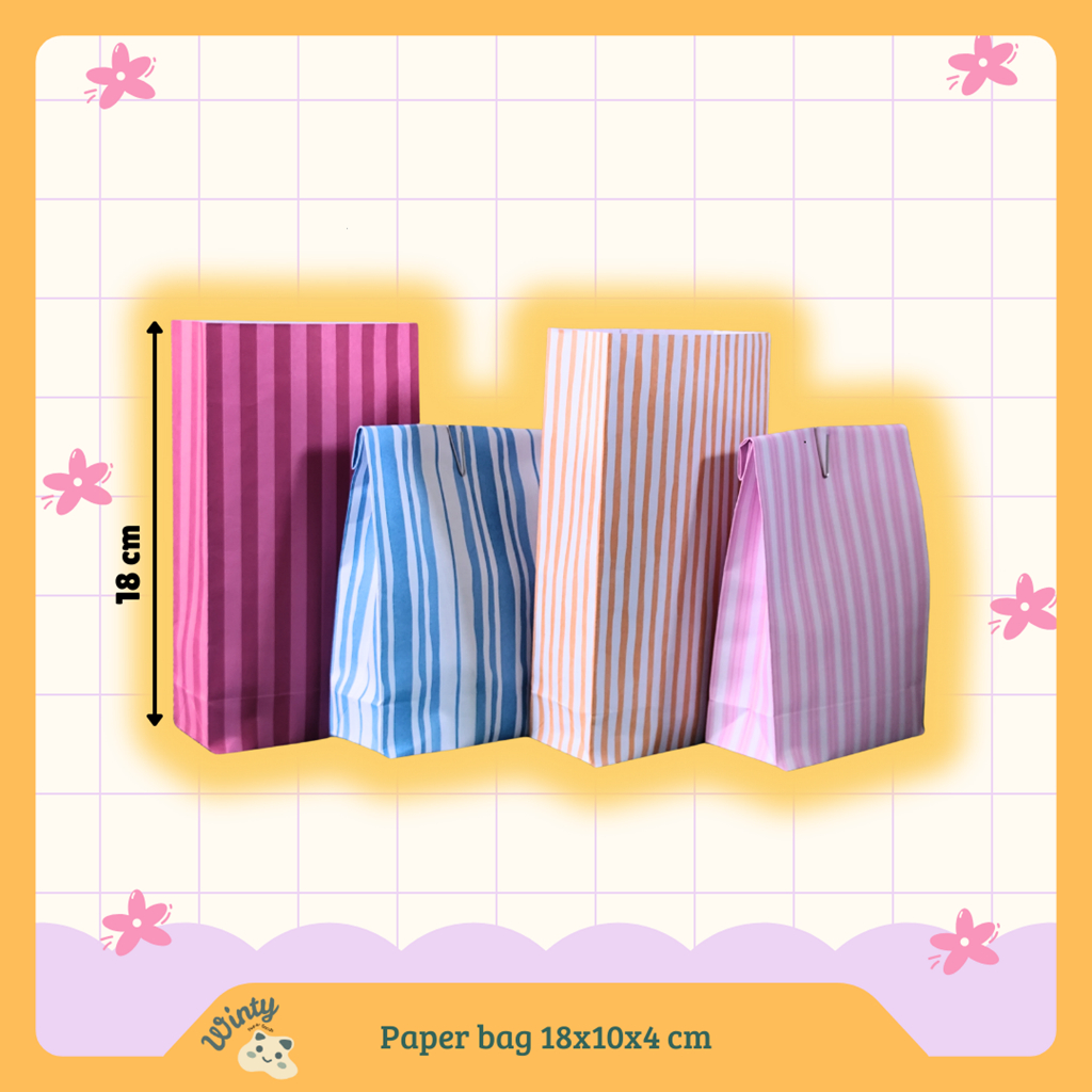 Túi Giấy Họa Tiết Ngẫu Nhiên, Gói Quà, Đựng Đồ 18x10x4 cm, Túi Gập Miệng Tặng Kèm Ghim Kẹp