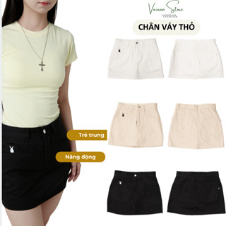 [ẢNH+VIDEO THẬT 100%]Chân Váy Jeans Thêu Thỏ Túi Trước Vải Dày Dặn Form Cạp Lưng Cao Hách Dáng Kèm Quần Bảo Hộ_VAVIA