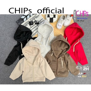 Áo Hoodie Khoác Có Khóa Thu Đông Chất Cotton Nỉ Lông Cho Bé Trai Bé Gái Mũ Hai Lớp Dầy 