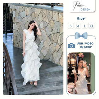Đầm thiết kế KHÂU Design trắng xoắn viền sang chảnh