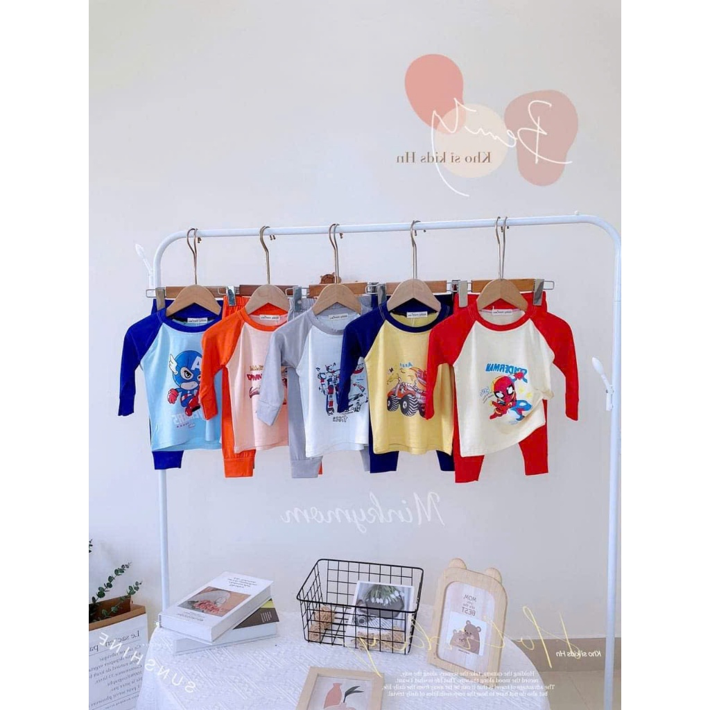 [[10-30kg]] Bộ Dài Tay THUN LẠNH MINKY MOM, bộ quần áo thu đông mềm mịn in  cho bé trai