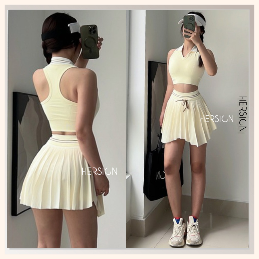 HERSIGN Set váy pickleball nữ Set đồ tập tennis, cầu lông cao cấp SET185 BST HERSIGN GRACED MOTION