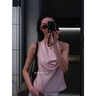   HOẢ TỐC  EMMA Top Áo yếm cổ đổ dây tuỳ chỉnh Peachtea Corner 