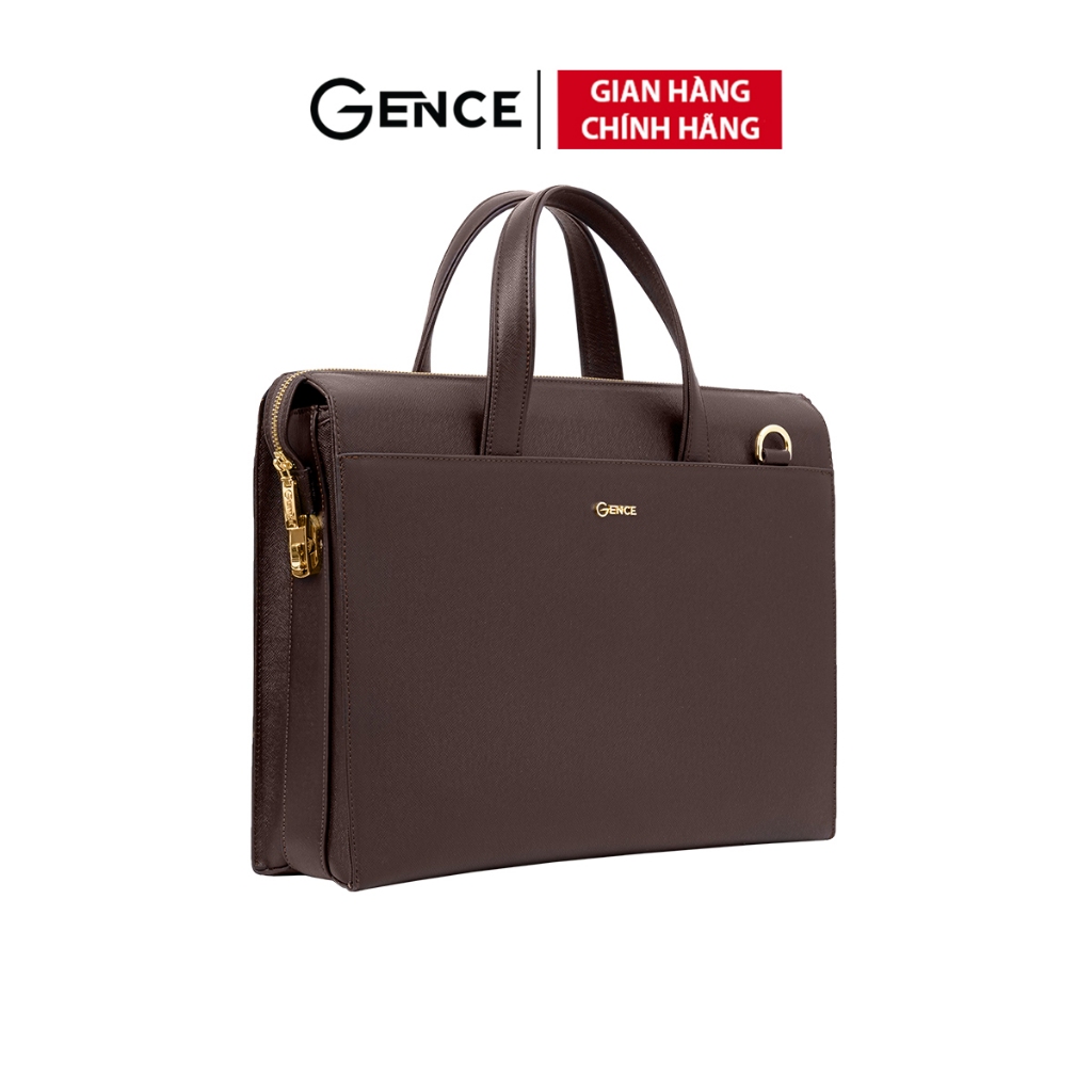 Túi Xách Nam Cặp Da Doanh Nhân GENCE CTS22 Da Bò Khóa Số Cao Cấp Màu Nâu Đậm