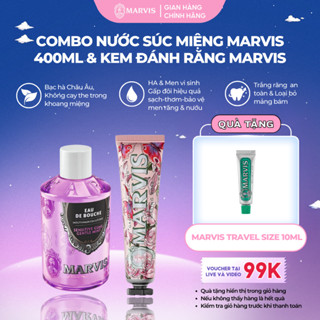 Combo Chăm Sóc Răng Marvis - Kem Đánh Răng 75 ml & Nước Súc Miệng 400 ml – Bảo Vệ Men Răng ,Ngừa Hôi Miệng