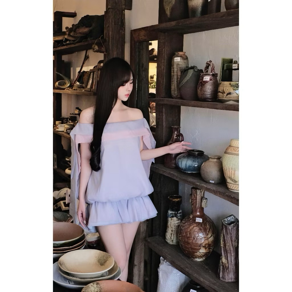 Pass Đầm trễ vai form bí  Yên dress thiết kế Aguja