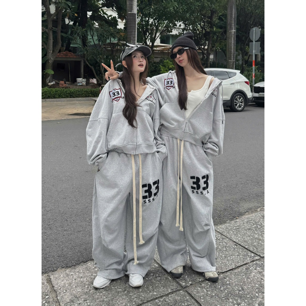 [BST THU ĐÔNG] SET BỘ NỈ CHÂN CUA PREMIUM KHÔNG XÙ LÔNG THÊU ĐẮP VẢI 33 ÁO KHOÁC ZIP SWEATER BIGSIZE| SSSTORE.AESTHETIC | BigBuy360 - bigbuy360.vn