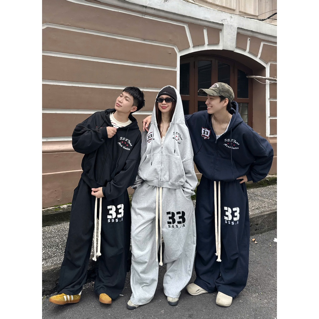 [BST THU ĐÔNG] SET BỘ NỈ CHÂN CUA PREMIUM KHÔNG XÙ LÔNG THÊU ĐẮP VẢI 33 ÁO KHOÁC ZIP SWEATER BIGSIZE| SSSTORE.AESTHETIC | BigBuy360 - bigbuy360.vn