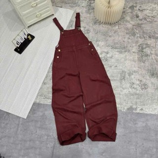 Yếm Quần Jean Đỏ - Yếm Jean Bò Denim Dài Khóa Sườn Ống Rộng Phong Cách Ulzzang Retro Có Bigsize cho Nữ 