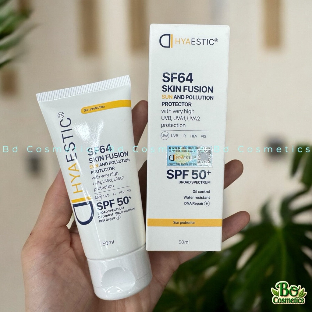 [Bơ Cosmetics] Kem chống nắng HYAESTIC SF64 SKIN FUSION AND POLLUTION PROTECTOR SPF 50+ Broad Spectr