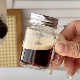  Ly thủy tinh có quai mini đựng gia vị Lọ Thủy Tinh kèm nắp 
