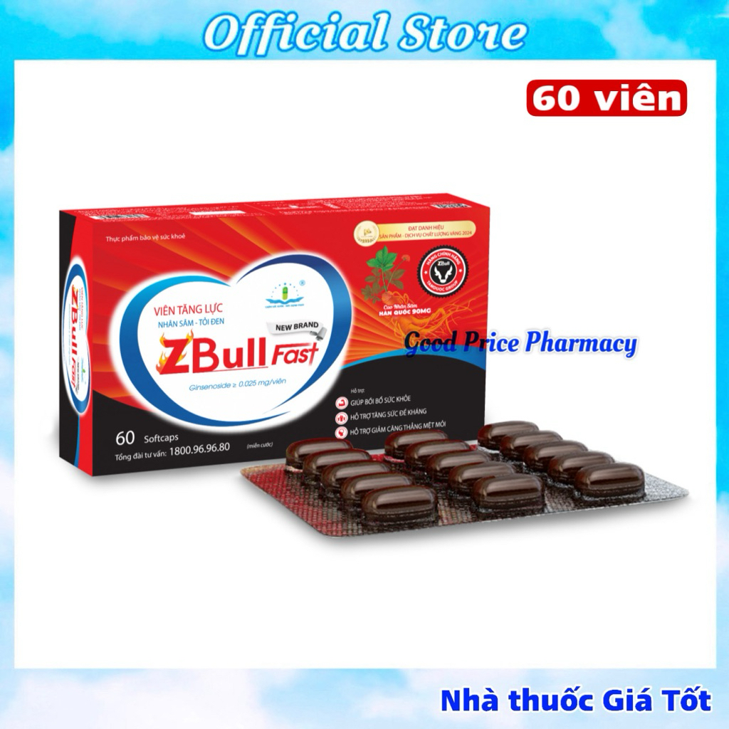 Viên tăng lực nhân sâm tỏi đen ZBULL FAST - khôi phục sinh lực, tăng cường sức đề kháng