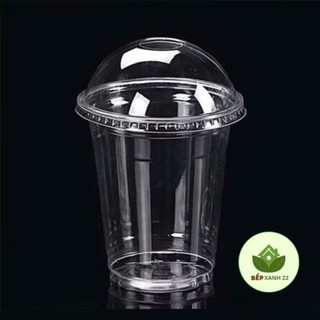(SET20) Cốc nhựa PET 350ml, 500ml có nắp vòm nhựa dùng 1 lần