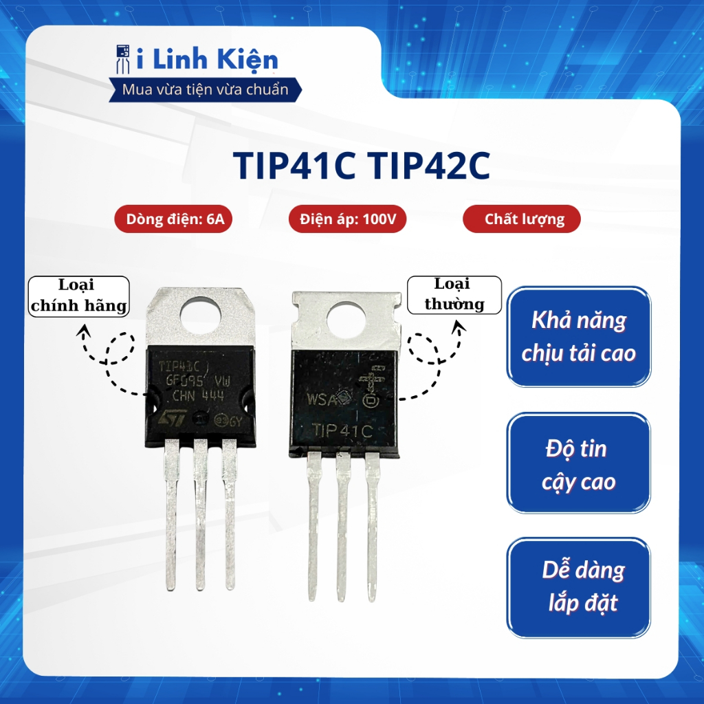 TIP41C TIP42C Transistor 6A 100V chất lượng cao.