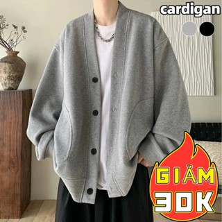  Áo khoác Cadigan trơn nam Áo len tay dài nam bassic dài tay dày dặn form rộng không bao giờ lỗi mốt unisex 