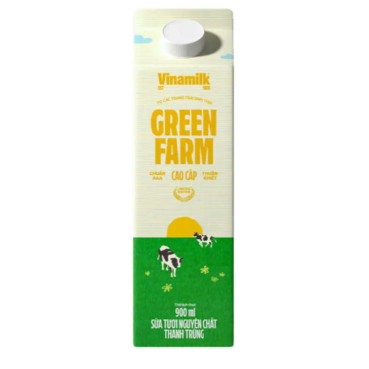 Sữa tiệt trùng Green Farm không đường, 900ml