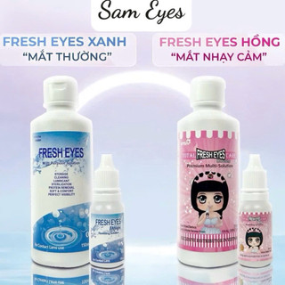  Nước Ngâm Nhỏ Mắt Chuyên Dụng Cho Lens Hiệu Fresh Eyes & Queen Nice Màu-Dung dịch ngâm rửa cấp ẩm kính áp tròng 