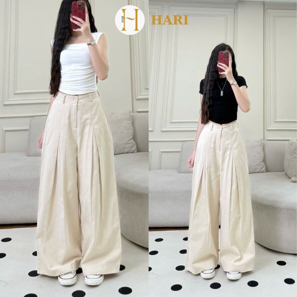 Quần tây ống rộng Hari dáng công sở chất kaki tôn dáng | BigBuy360 - bigbuy360.vn