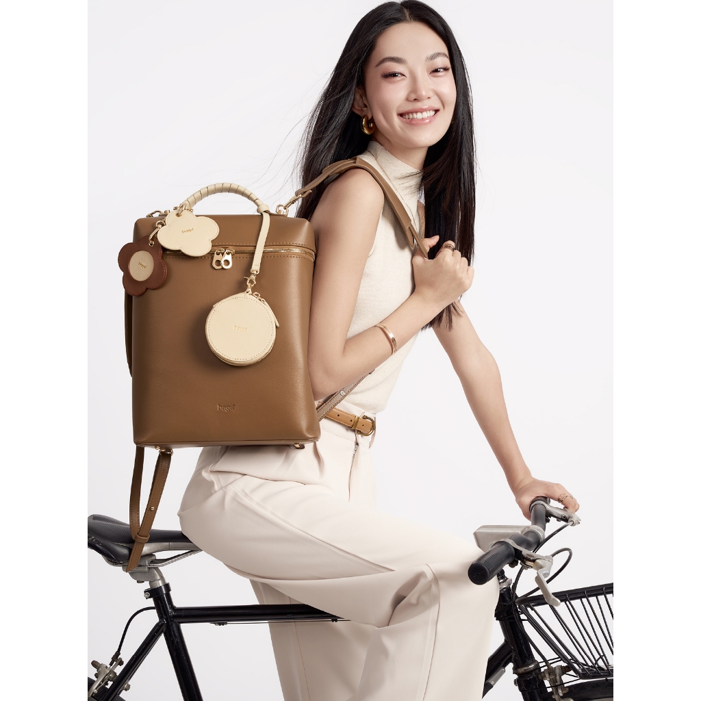 Balo Laptop BAGA - Cagui Đựng Vừa Macbook 14 Inch Da PU Công Sở Màu Mocha (Chưa Gồm Charm)