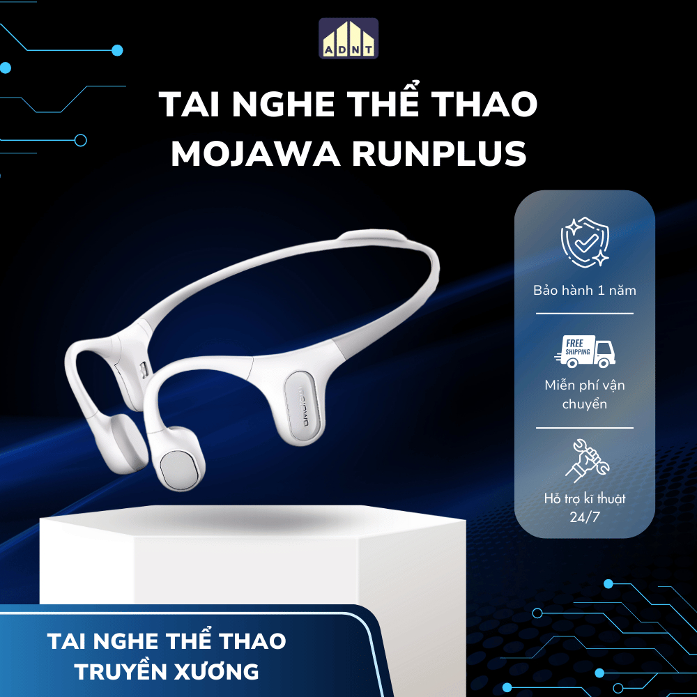 Tai Nghe Bơi Lội Mojawa RunPlus Màu Trắng – Bluetooth – Bộ Nhớ 32GB – Chống Nước IP68