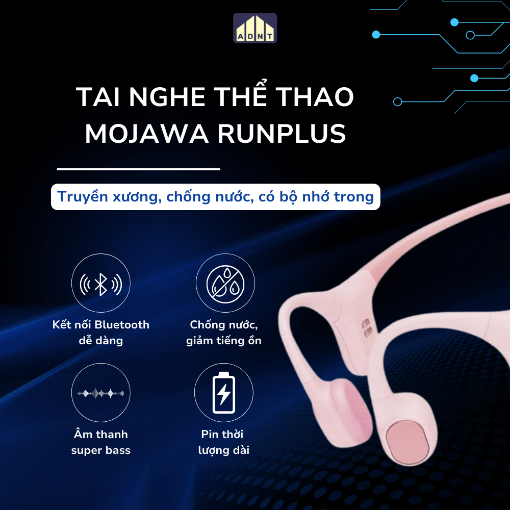 Tai Nghe Bơi Lội Mojawa RunPlus Màu Hồng – Bluetooth – Bộ Nhớ 32GB – Chống Nước IP68