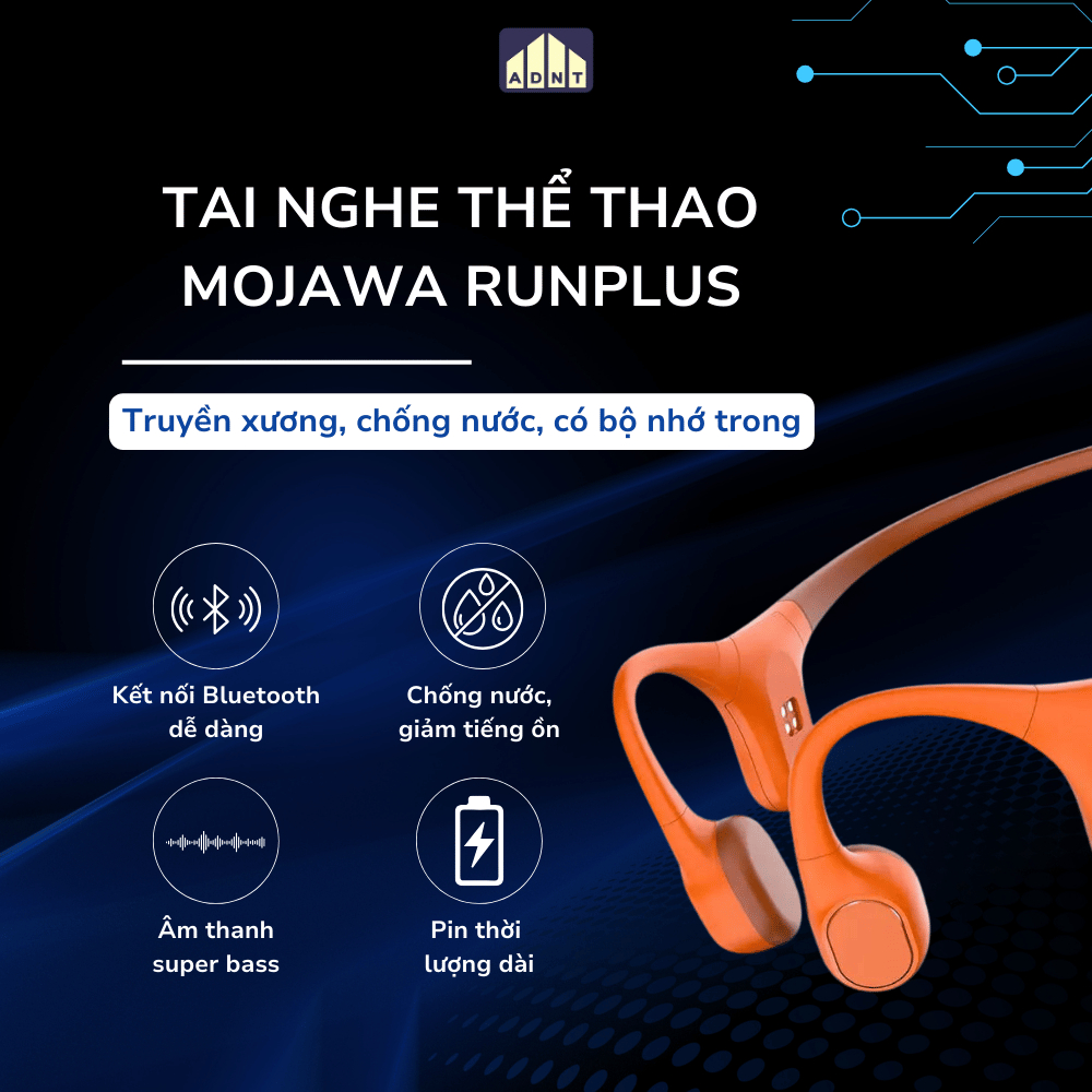 Tai Nghe Bơi Lội Mojawa RunPlus Màu Cam – Bluetooth – Bộ Nhớ 32GB – Chống Nước IP68