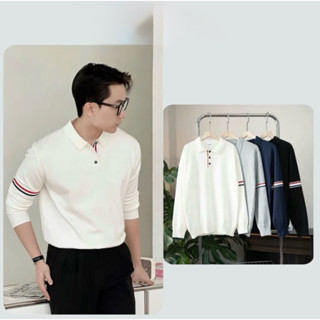  áo polo len dệt kim nam,nữ phối kẻ tay phong cách Hàn Quốc chất liệu len lông thỏ mềm min ThefoMan  mãT30  