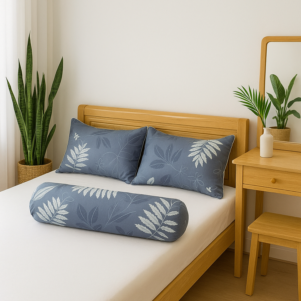 Vỏ Gối Cotton Polly 50x70 (2 cái) + Vỏ Gối Ôm – Khóa Kéo 2 Đầu, Mềm Mịn - Vỏ Gối Đầu KaiBe