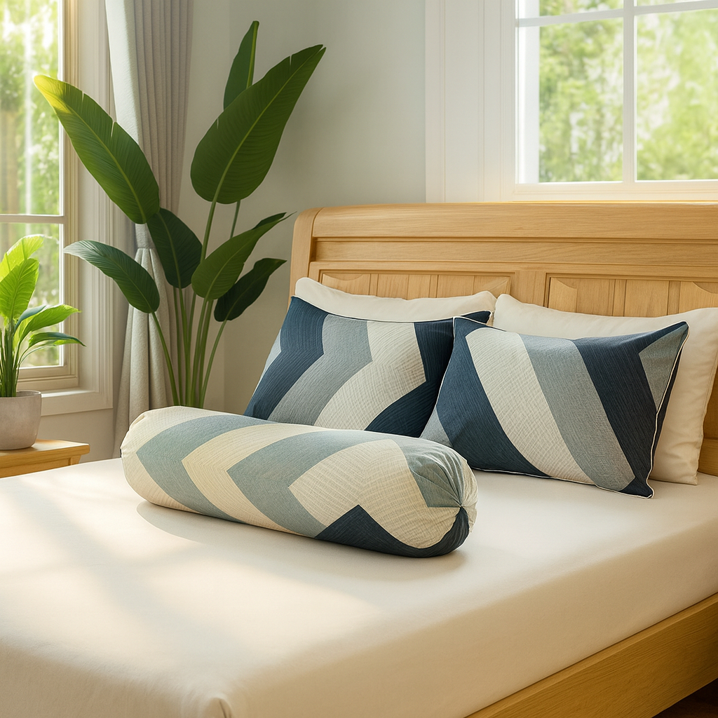 Vỏ Gối Cotton Polly 50x70 (2 cái) + Vỏ Gối Ôm – Khóa Kéo 2 Đầu, Mềm Mịn - Vỏ Gối Đầu KaiBe